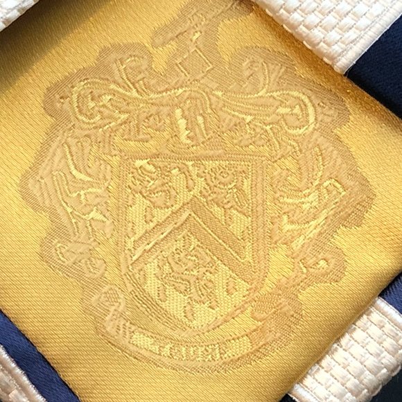 Donald J Trump Neck Tie Blue Stripes Cream 100% Silk Signature Collection - Picture 3 of 6